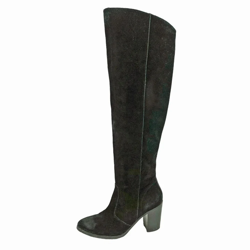 Anthropologie LATIGO Jukebox Black Suede Over the Knee Heel Boots‎